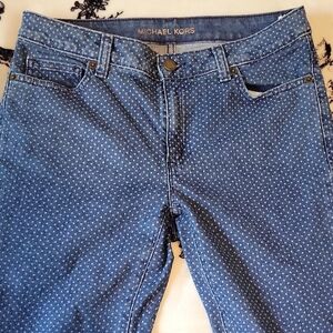Michael Kors Blue Skinny Jeans with White Polka Dot Classic Design